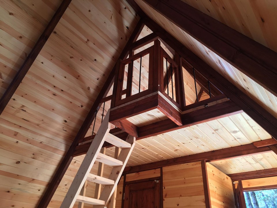 The assembled timber interior and loft before furnishing.