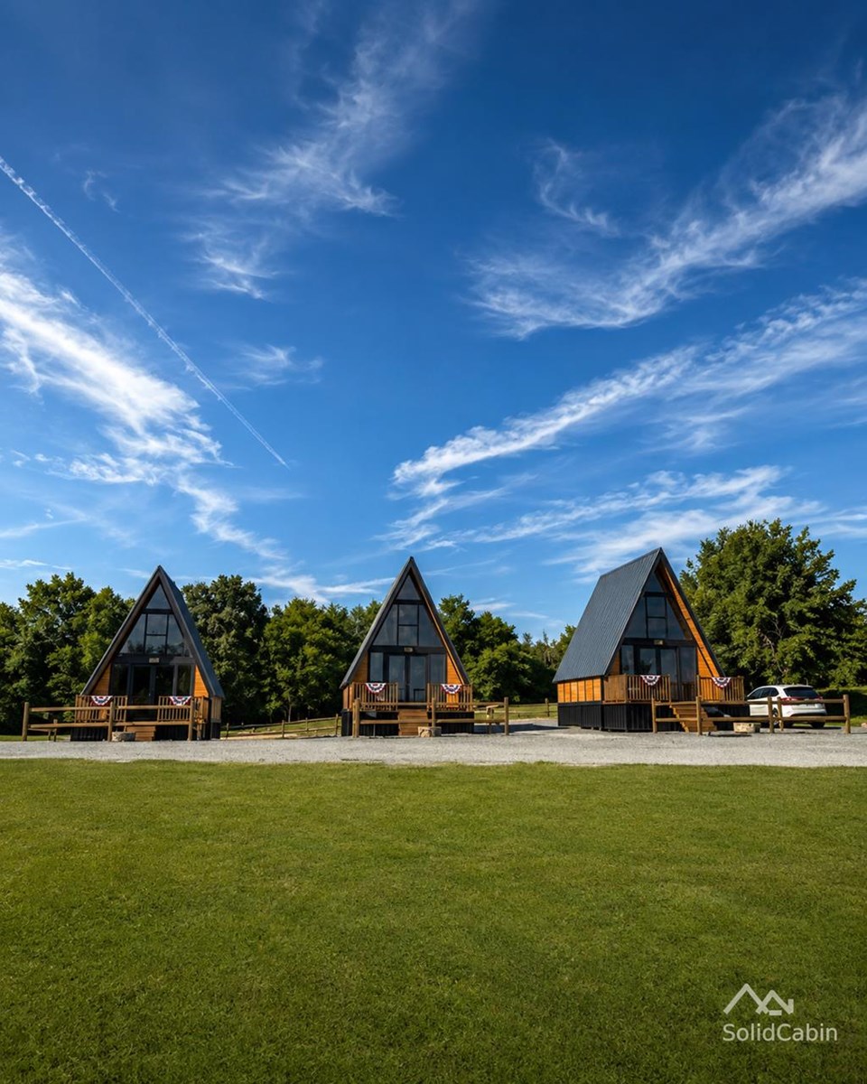 Completed Stella 70 cabins at the West Virginia resort. Earlier configuration.