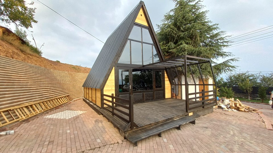 Completed Stella 70+ front facade and timber deck. Kocaeli / Earlier Stella 70+ revision.